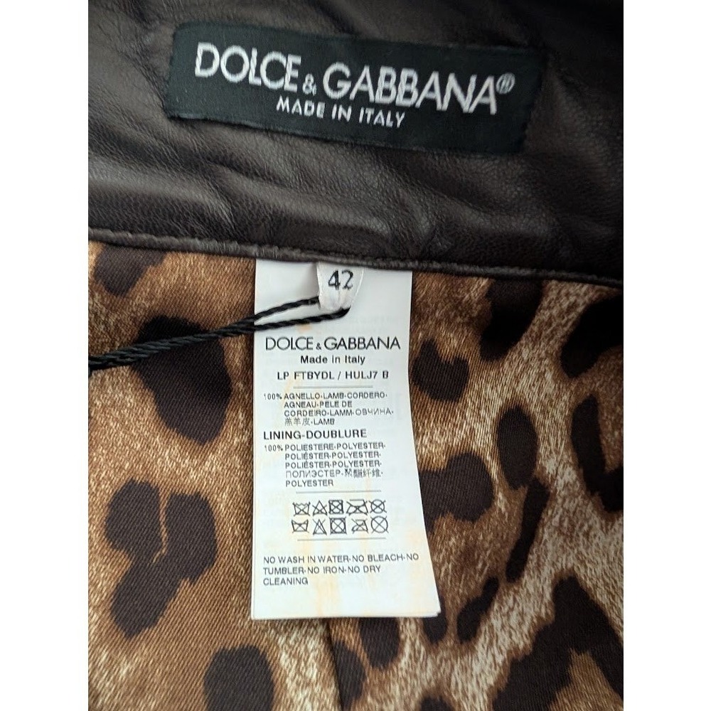DOLCE GABBANA Leather Pleated High Waisted Trousers Pants Women Made in Italy 42 - Picture 6 of 14